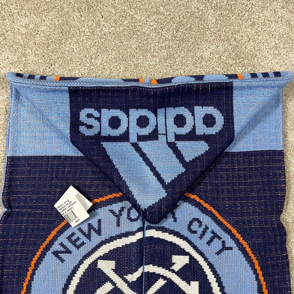 Adidas Unisex‎ OSFA Blue Winter Fringe New York City FC Soccer MLS Scarf NWT